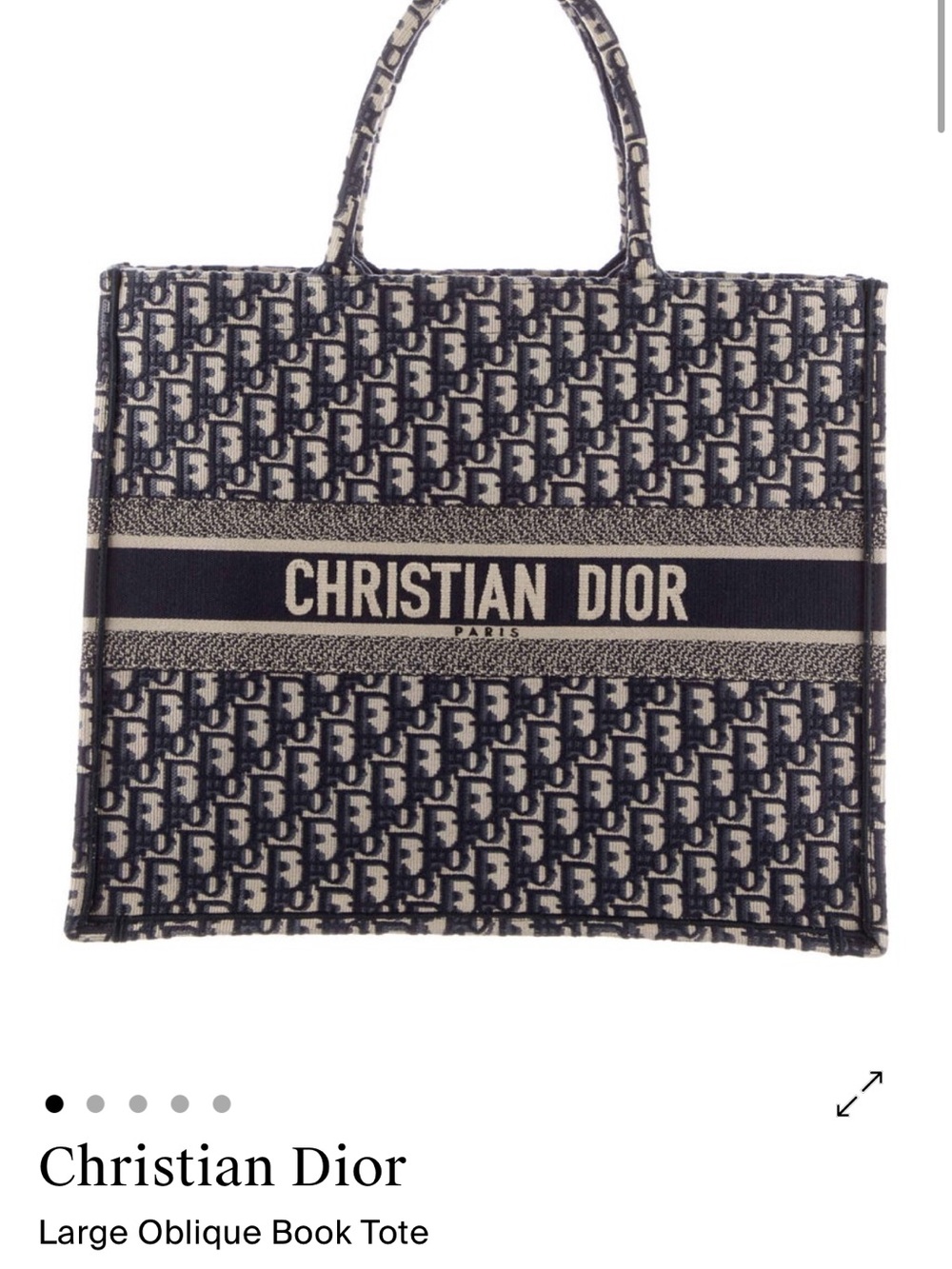 Dior Large Oblique Book Tote in Navy and Cream